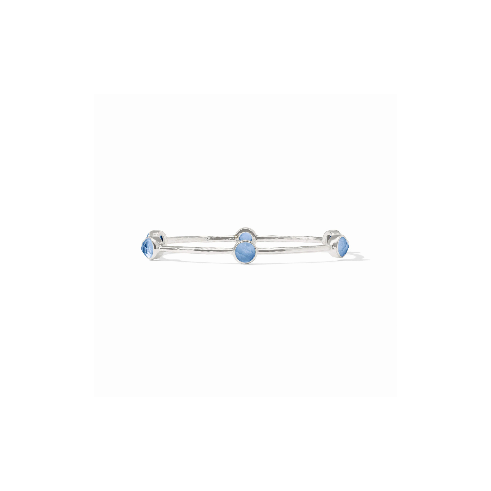 Julie Vos Milano Luxe Bangle-Iridescent Chalcedony Blue/Silver (M)