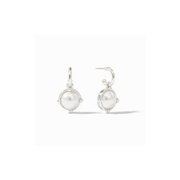 Julie Vos Honeybee Hoop & Charm Earring -Pearl/Silver