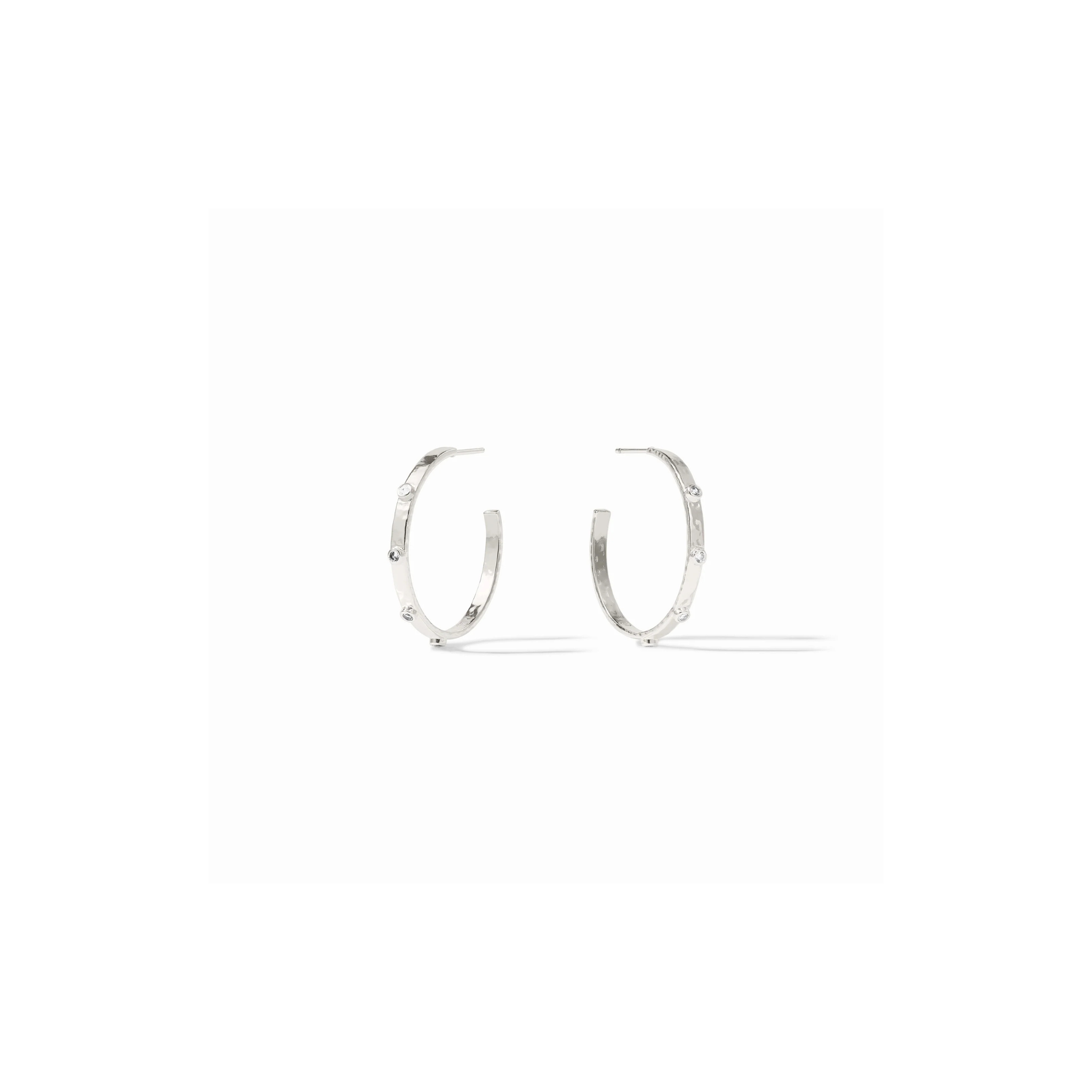Julie Vos Crescent Stone Hoop Earring -Cubic Zirconia/Silver (L)