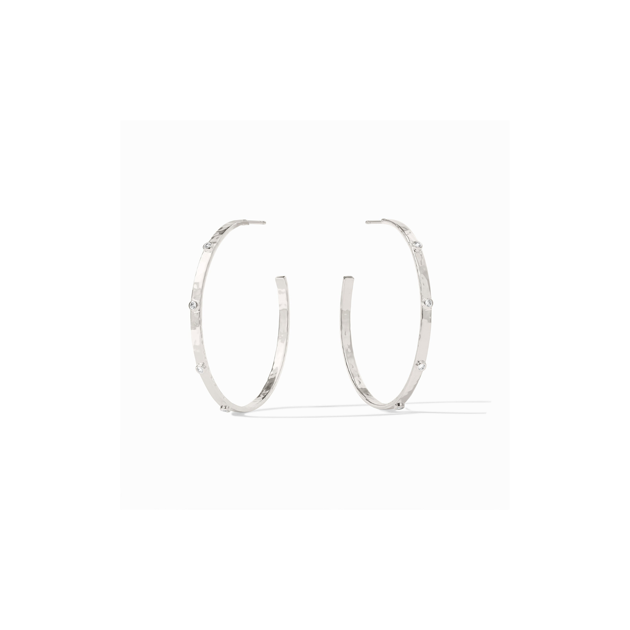Julie Vos Crescent Stone Hoop Earring -Cubic Zirconia/Silver (XL)