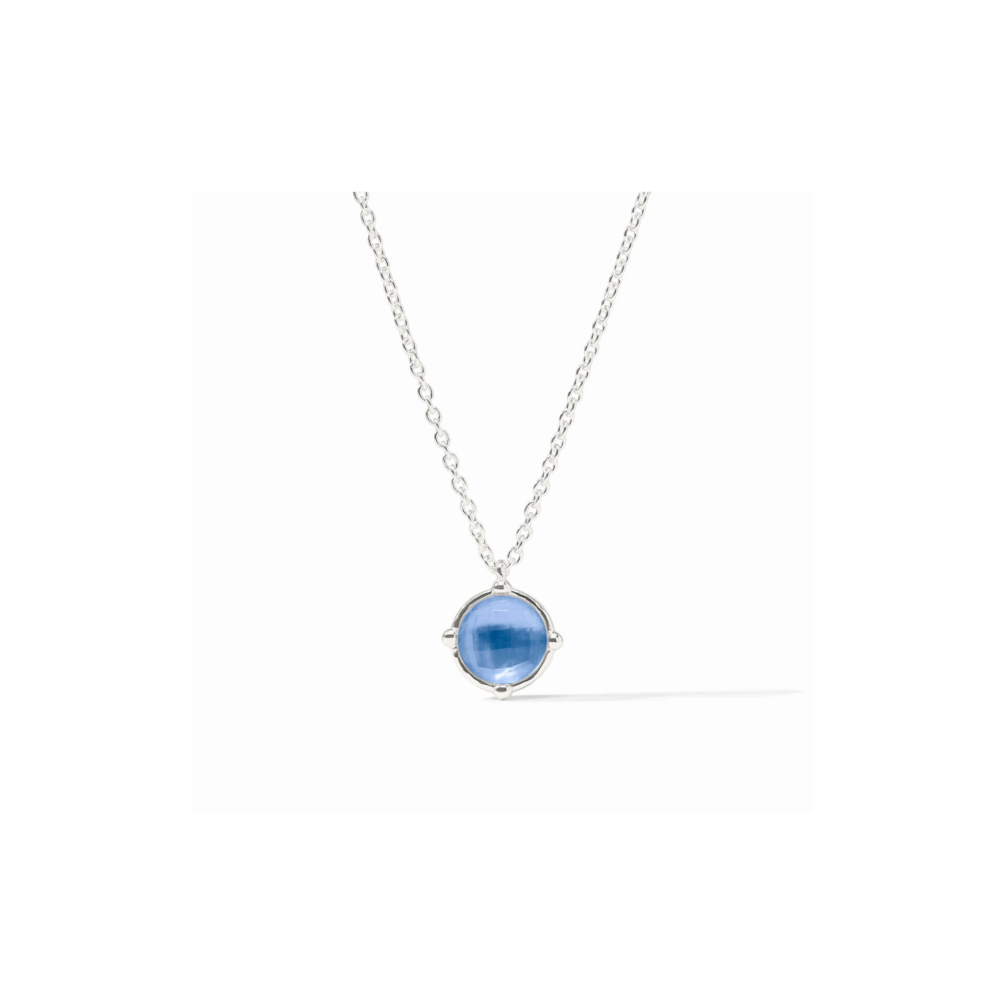 Julie Vos Honeybee Solitaire Necklace -Iridescent Chalcedony Blue/Silver