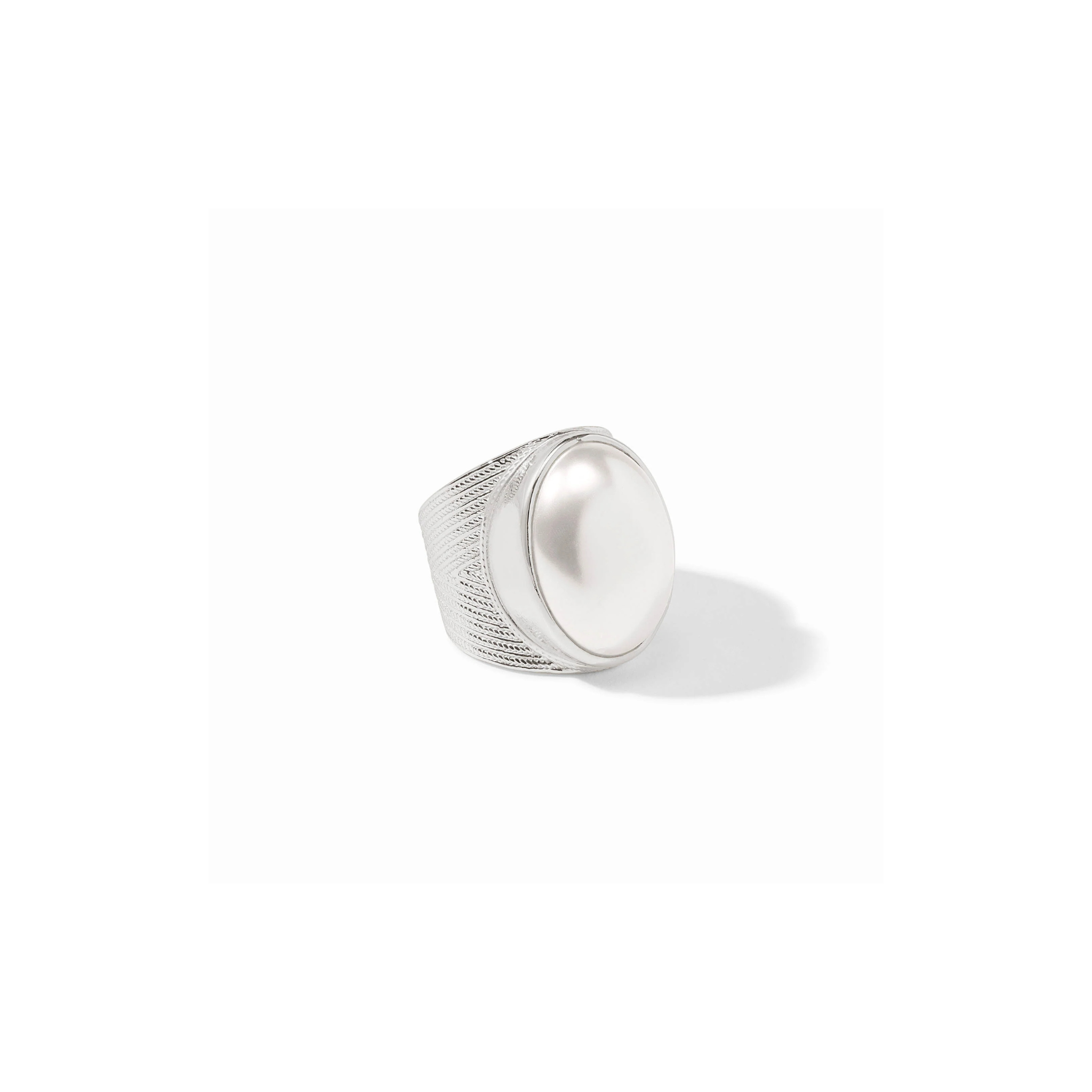 Julie Vos Verona Statement Ring -Pearl/Silver (size 7)