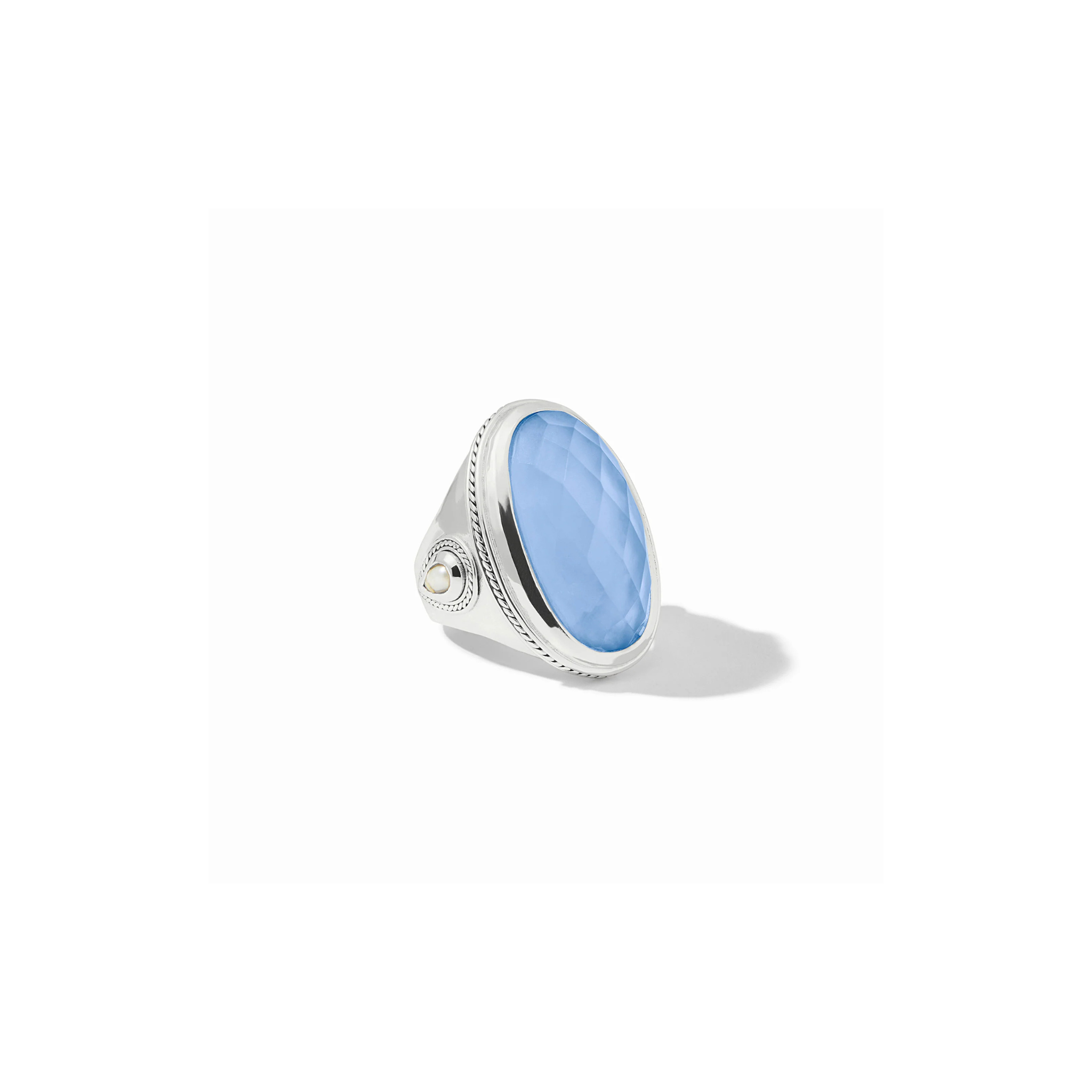 Julie Vos Cannes Statement Ring -Iridescent Chalcedony Blue/Silver (size 8)