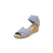 Charleston Shoe Co. Cannon Wedge Sandal -Navy/White Stripe