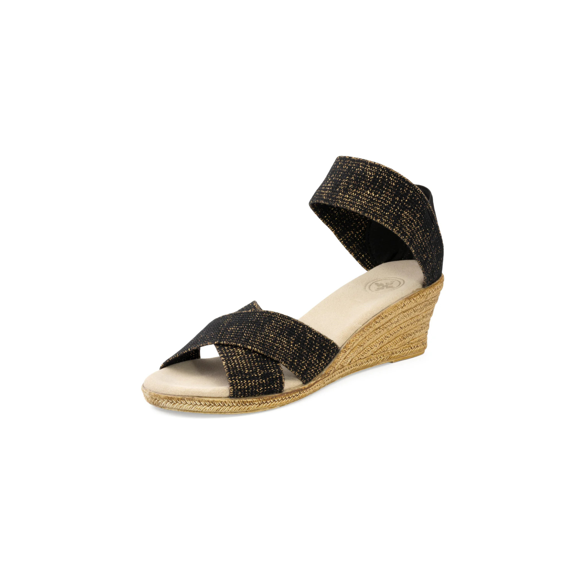 Charleston Shoe Co. Cannon Wedge Sandal -Gilded Black