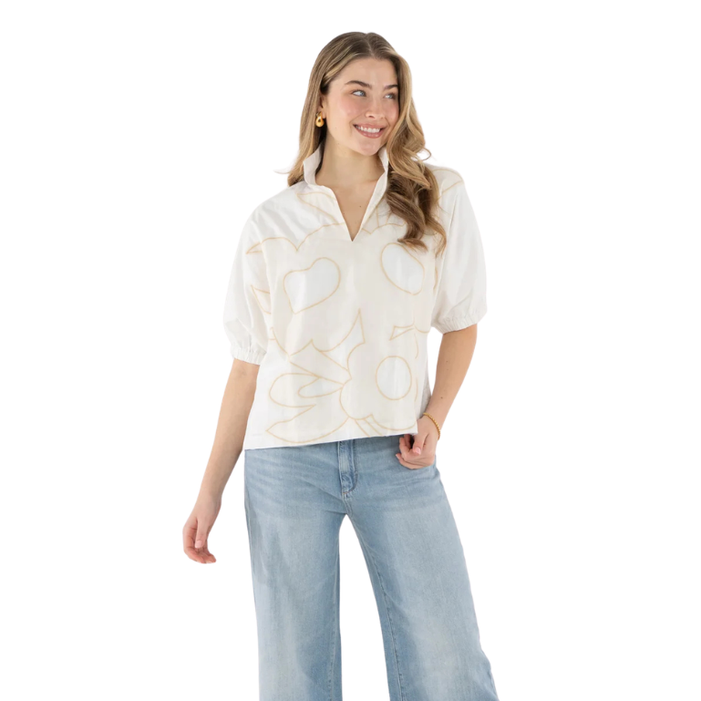 Emily McCarthy Poppy Top -Beige Bloom
