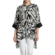 APNY Front Button Kimono -Black/White Abstract