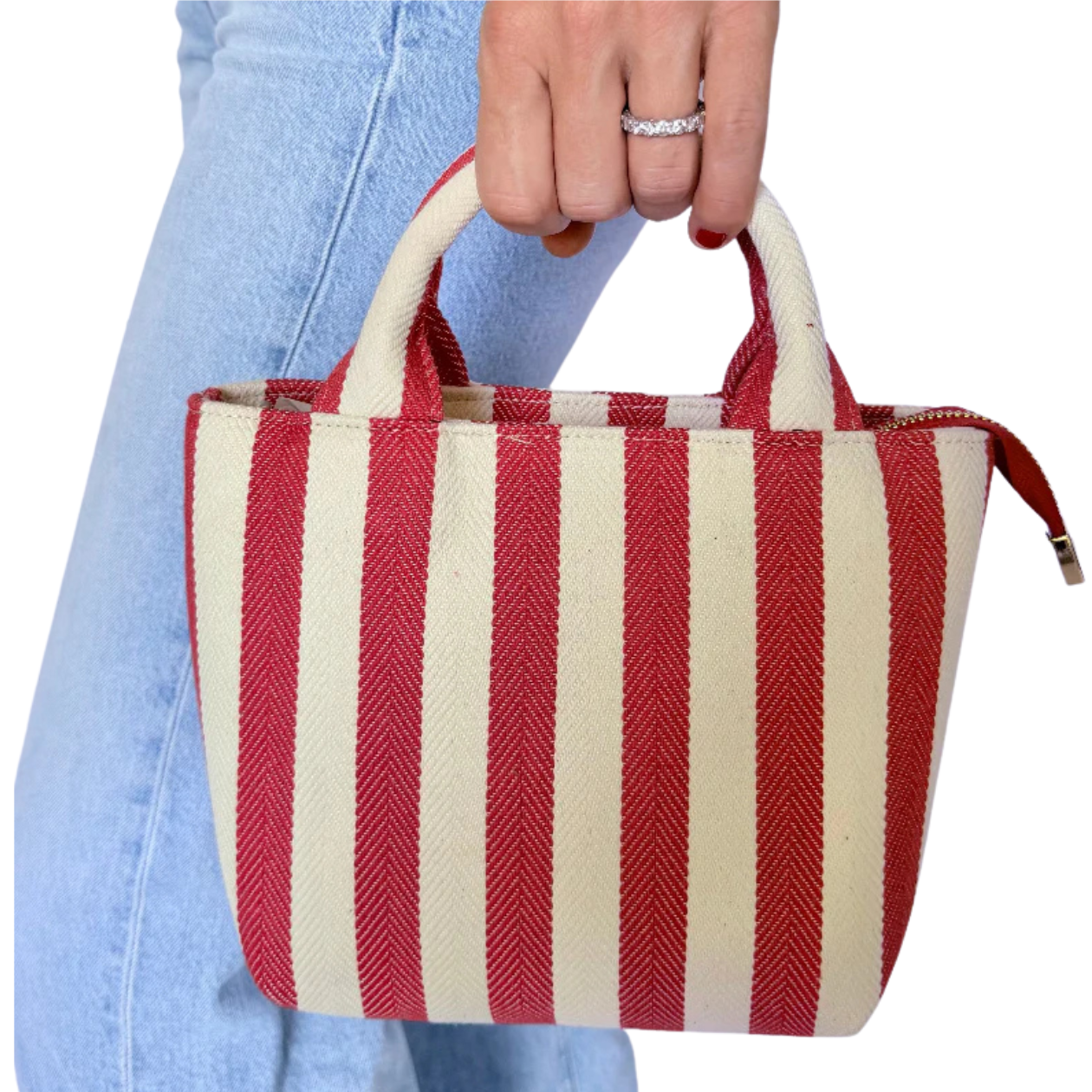 Baldiz Red Herringbone Canvas Mini Cypress Bag