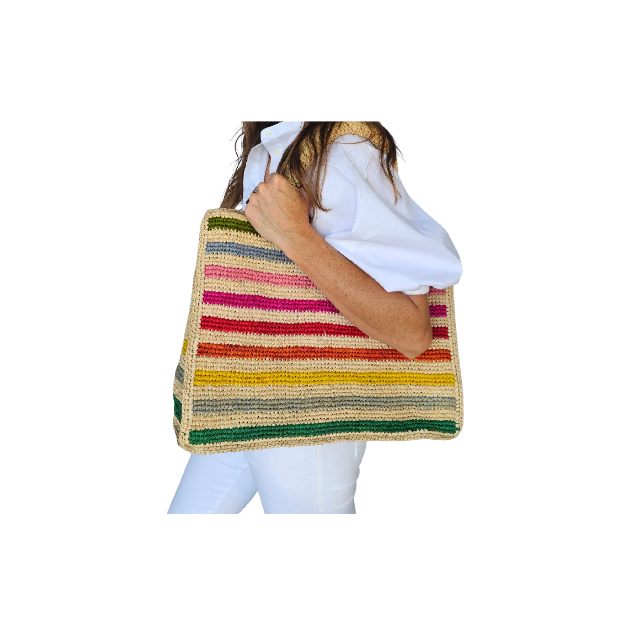 Baldiz Mae Rainbow Raffia Tote