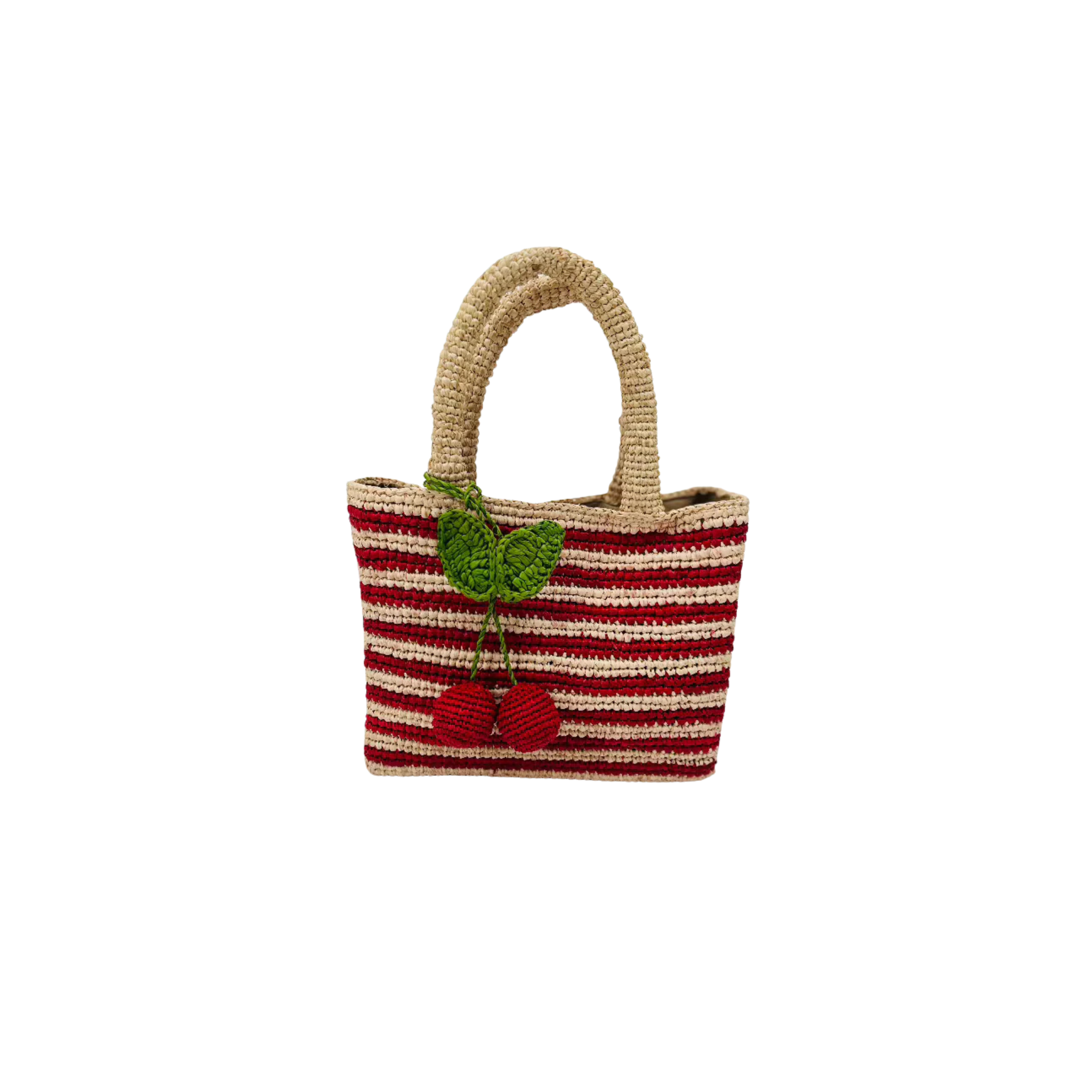 Baldiz Mini Mae Cherry Red Stripped Raffia Bag
