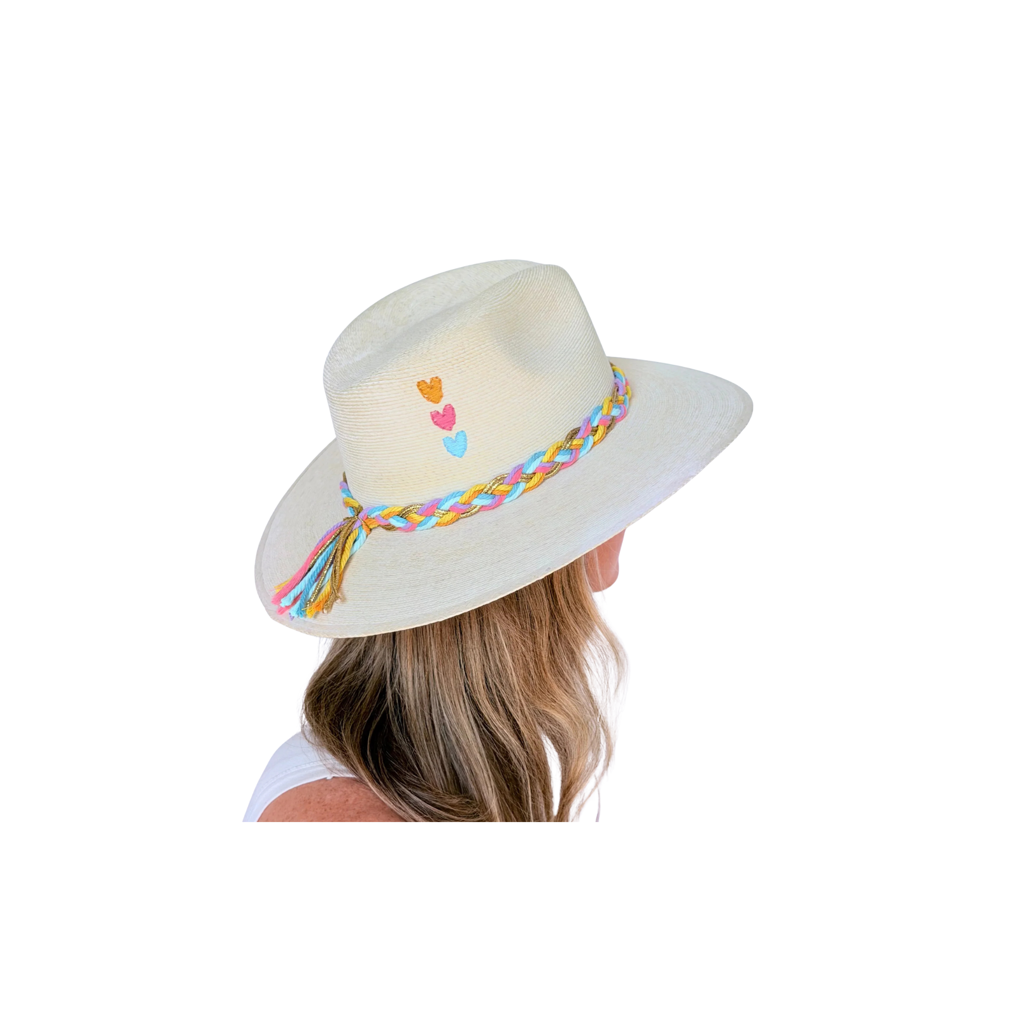 Baldiz White Palm Vertical Hearts Hat