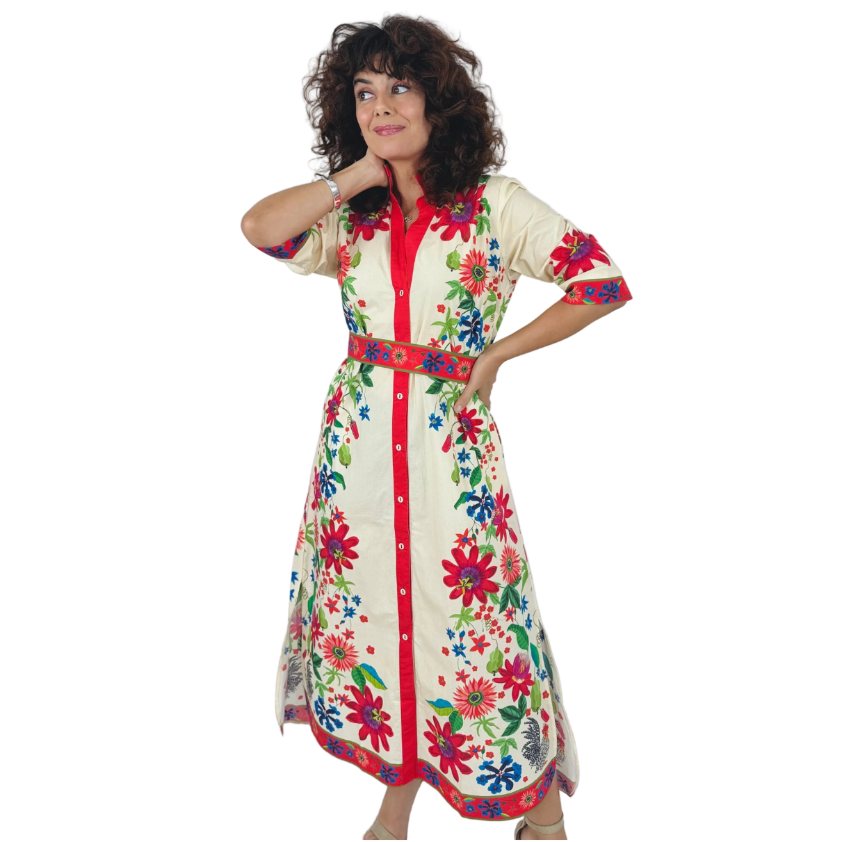 IslaPayal Rhea Midi Dress -Passionflower Ivory