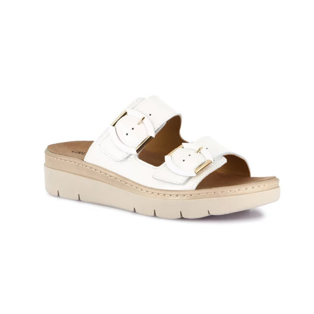Grunland Moll Patent Slide Sandal -Bianco