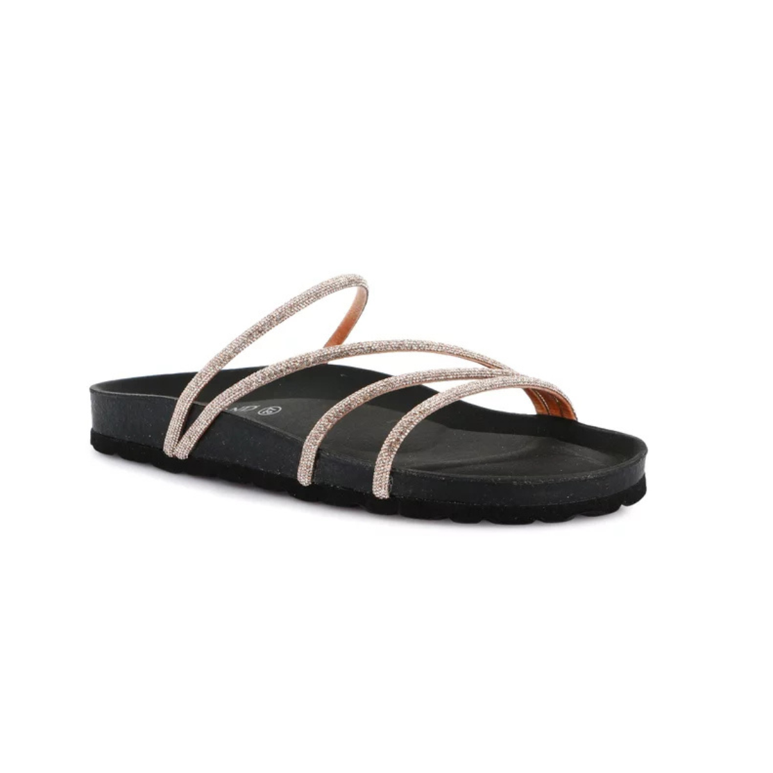 Grunland Sara Sandal with Rhinestone Straps -Champagne