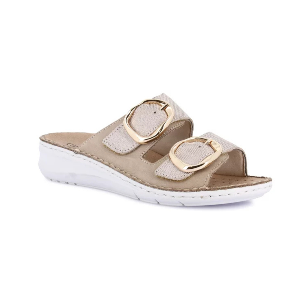 Grunland Dami Bi-material Slide Sandal with Maxi Buckle -Corda