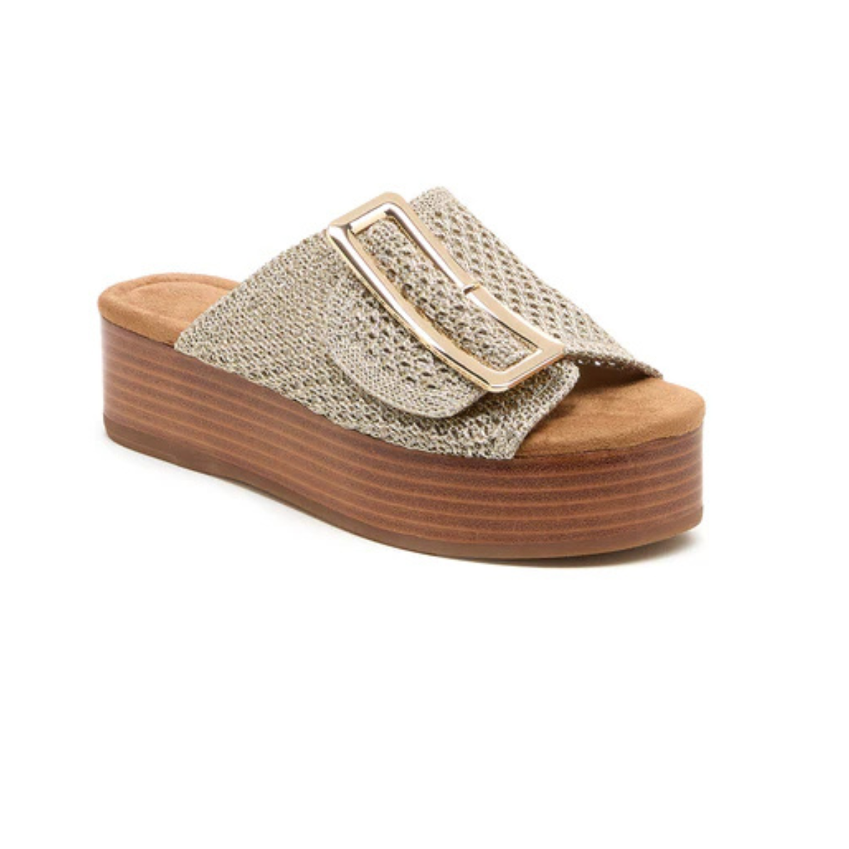 Kelsi Dagger Dover Crochet Mesh Platform Sandals -Gold