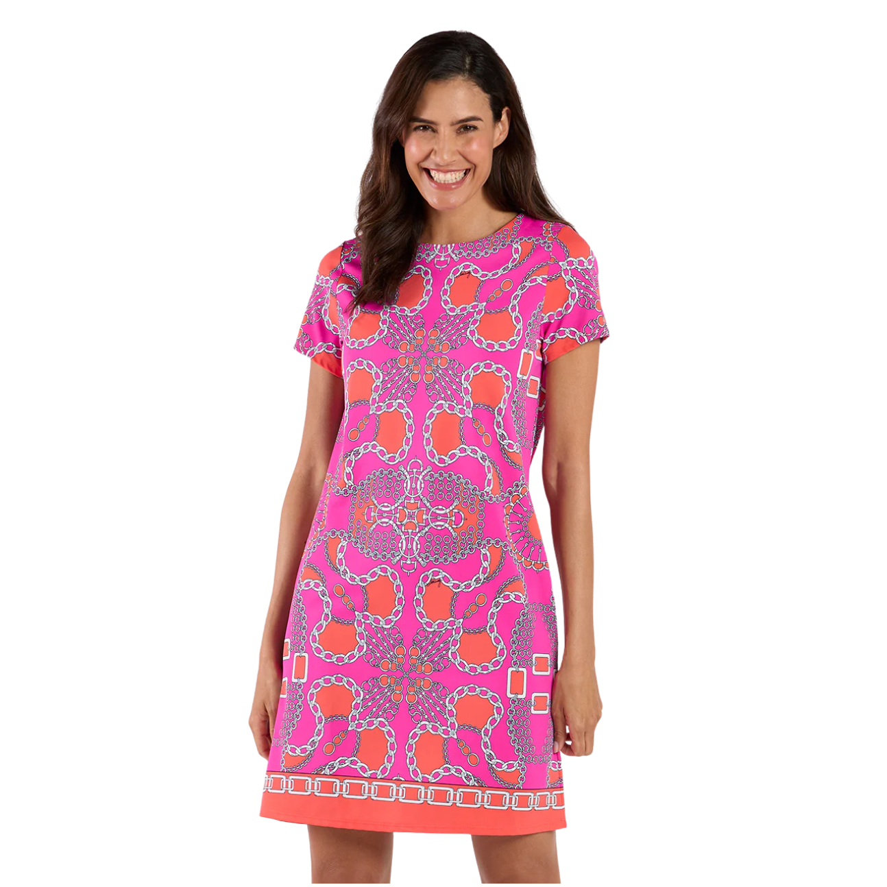 Jude Connally Ella Dress -Heritage Chains Hot Pink
