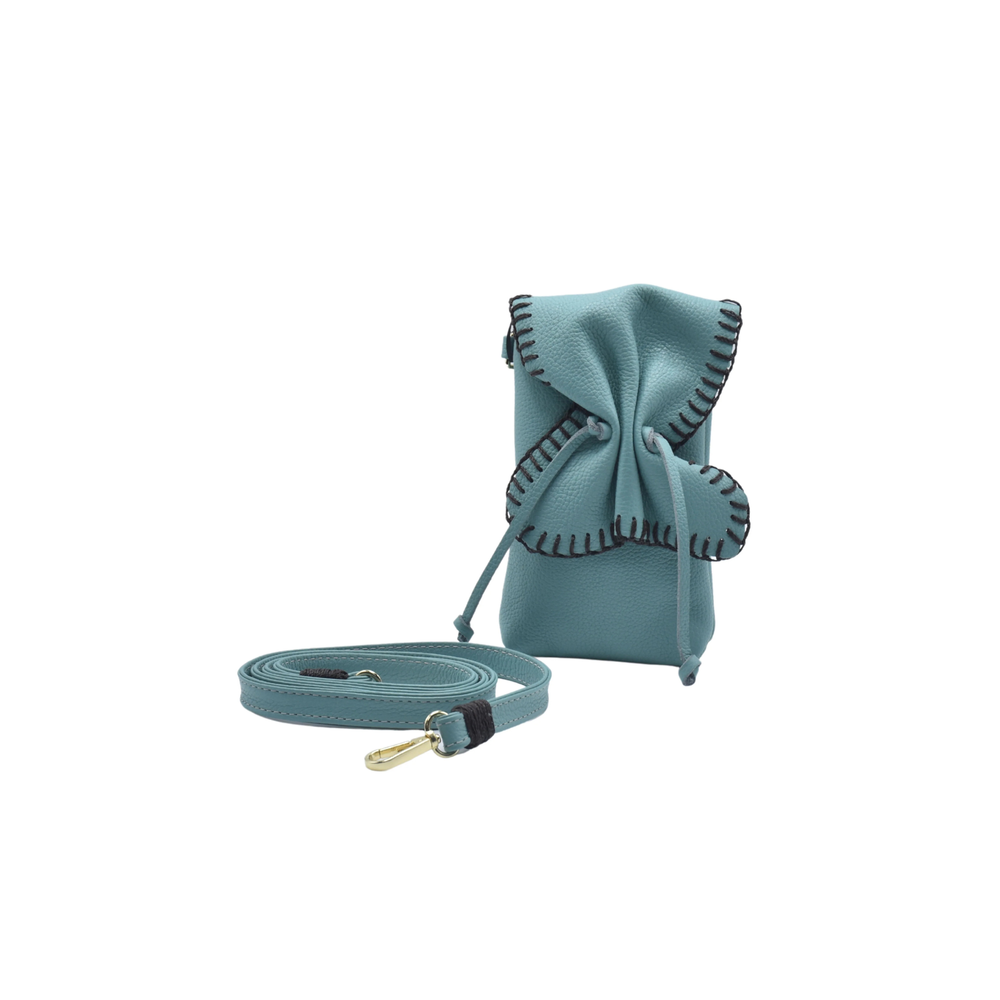 Carlos Falchi Cell Phone Butterfly Bag -Caribbean Teal Top Grain Leather