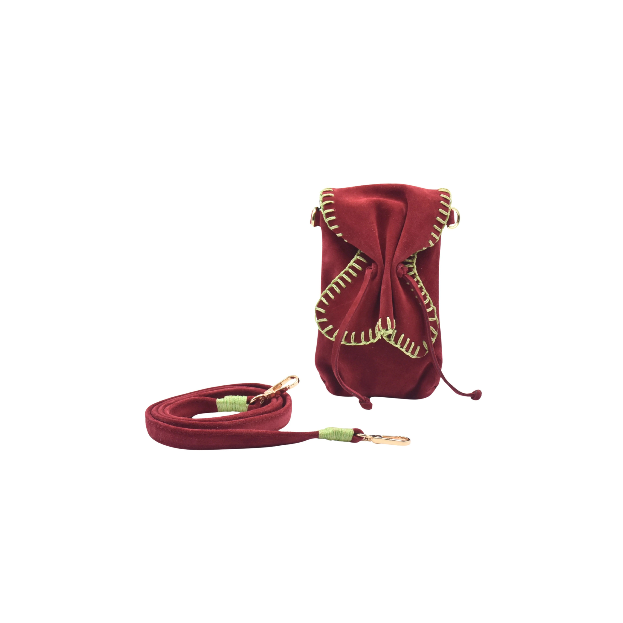 Carlos Falchi Cell Phone Butterfly Bag -Malbec Suede