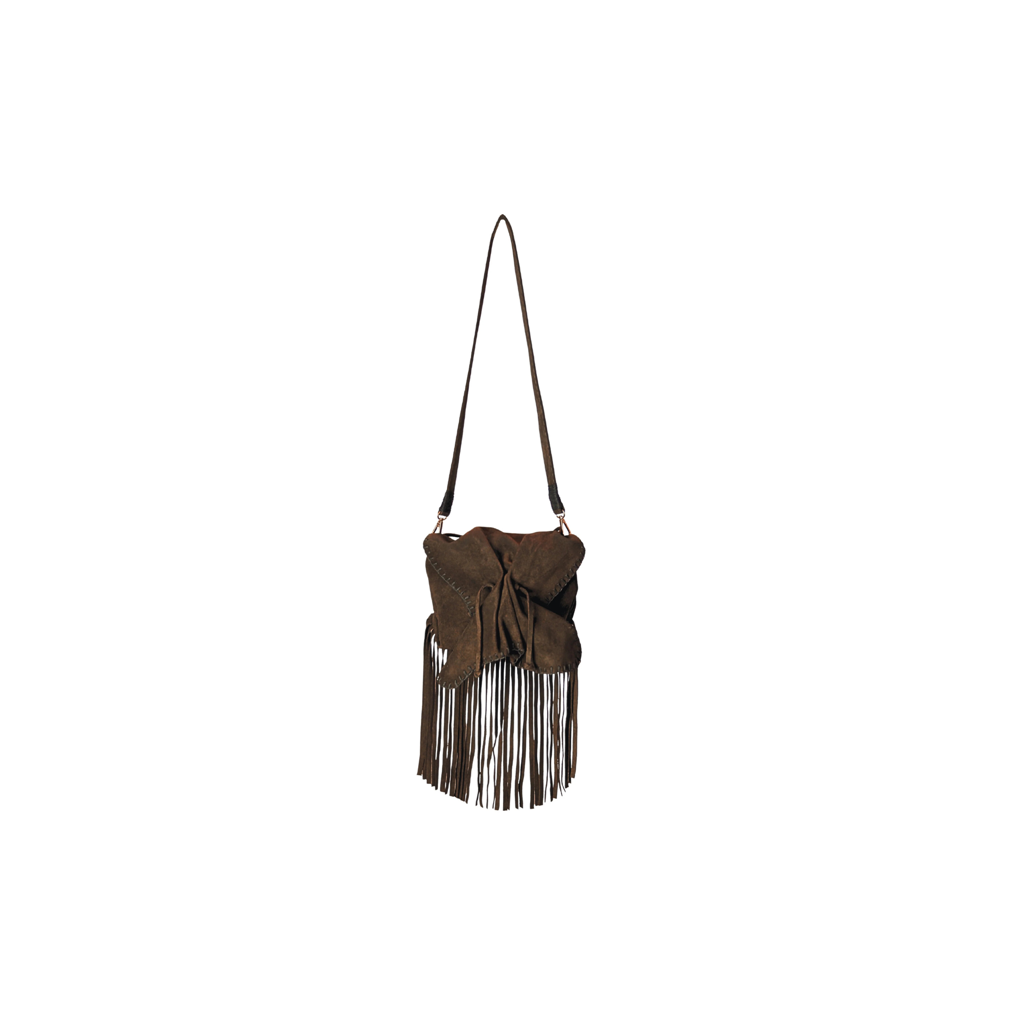 Carlos Falchi Suede Fringe Butterfly Bag -Coffee Suede