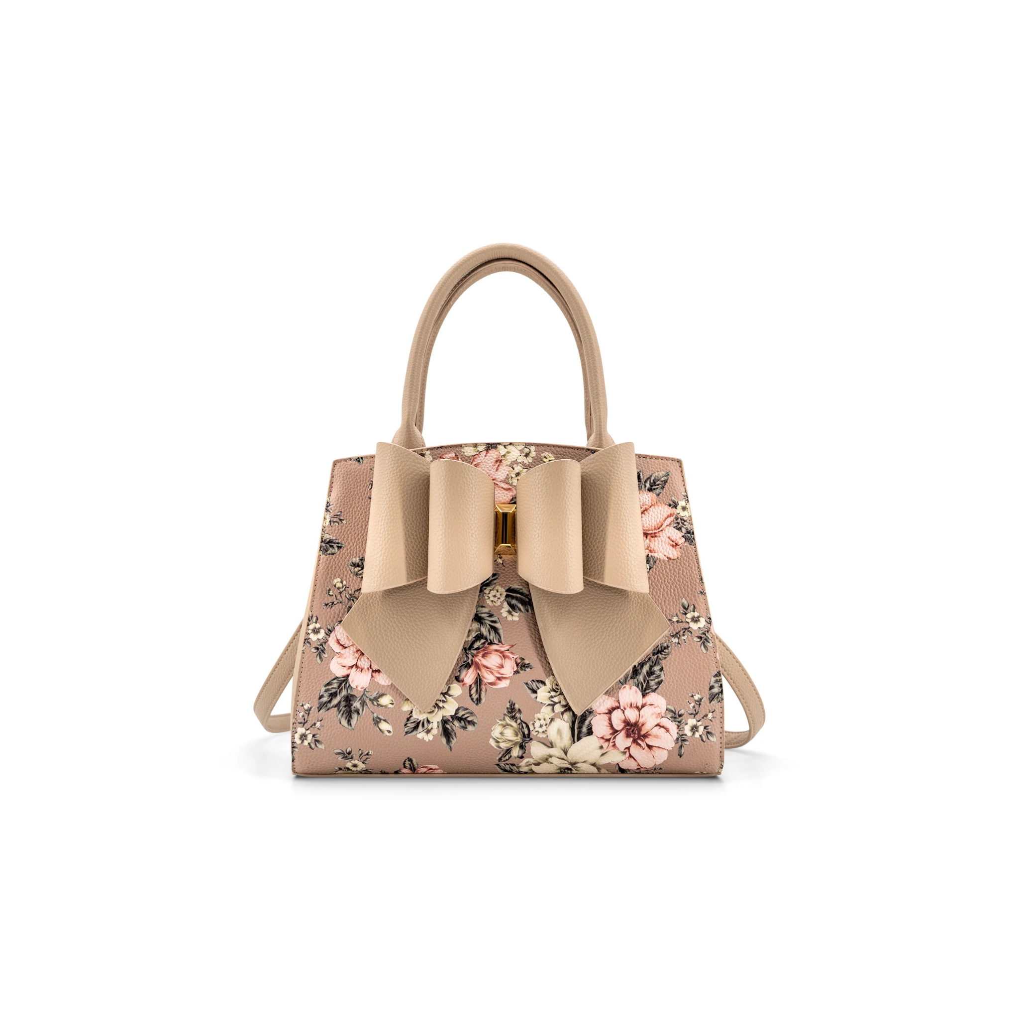 Rosalie Bow Floral Top Handle Satchel Bag