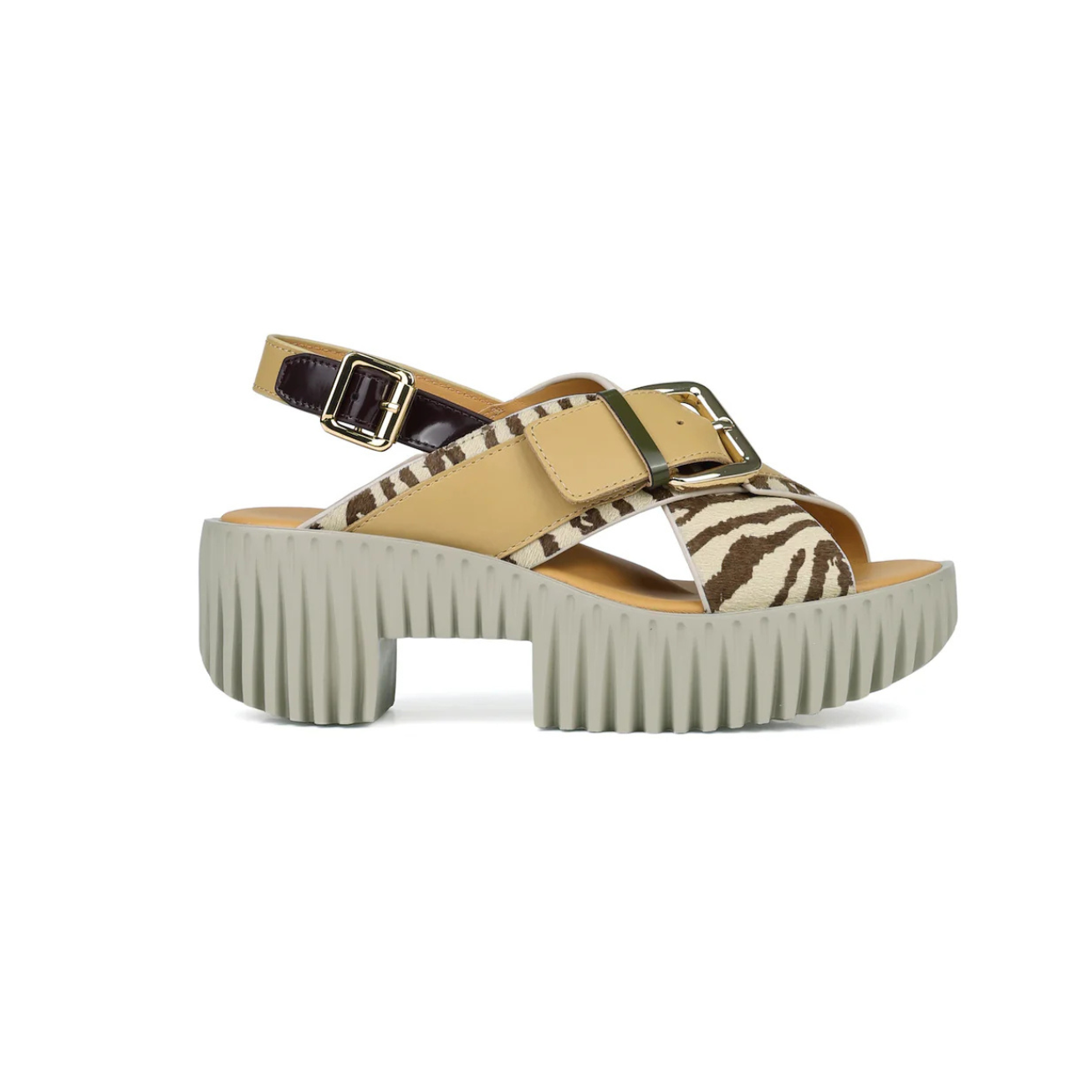 4CCCCEES Plia Juno Platform Slingback Sandal -Zebra Mix