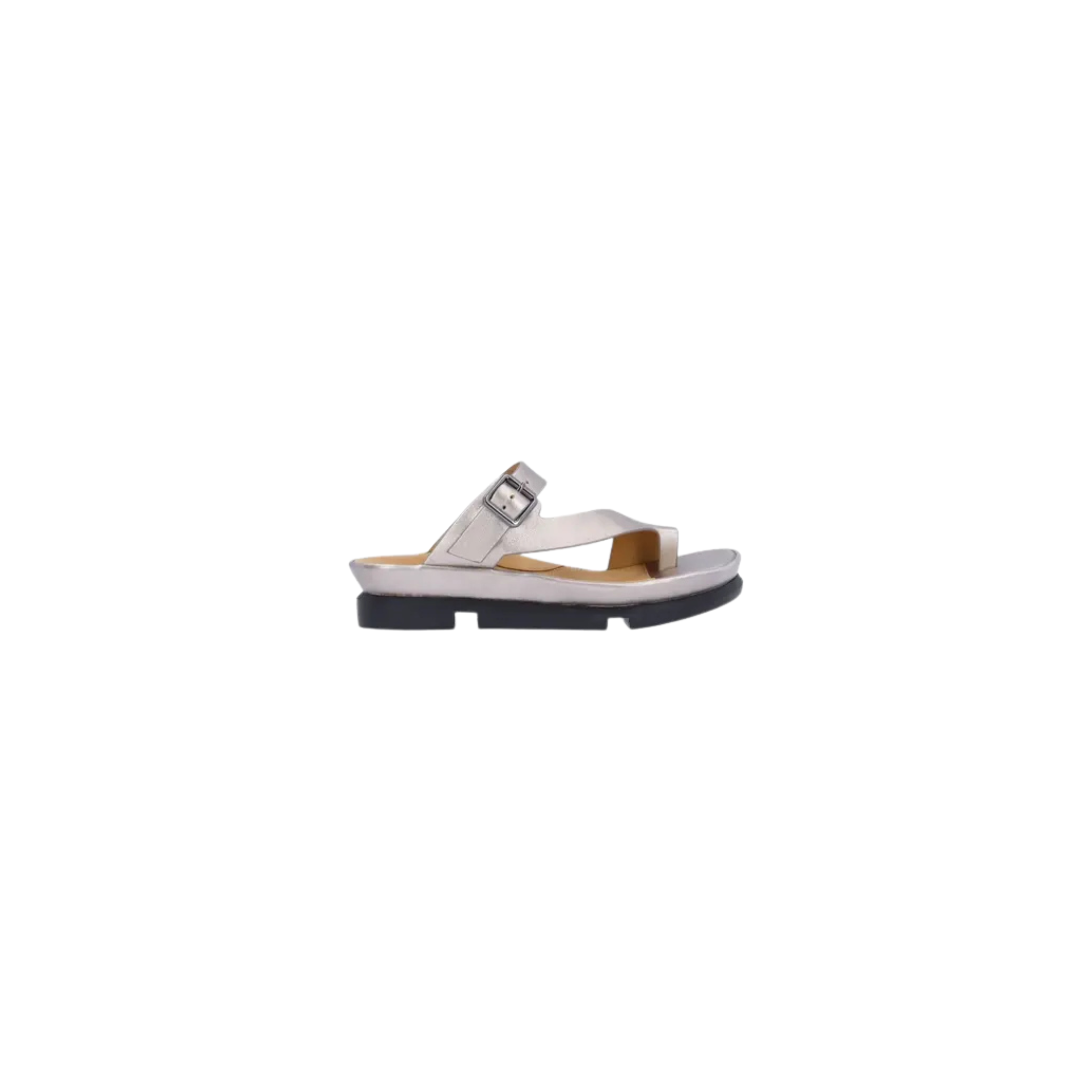 L'Amour Des Pieds Alanza Leather Slip on Sandal -Champagne Met/ Nappa