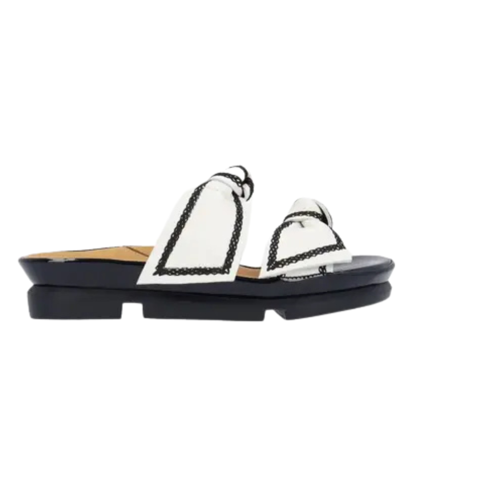 L'Amour Des Pieds Voleta Leather Slip on Sandal-White Capri Kid/Black Sole