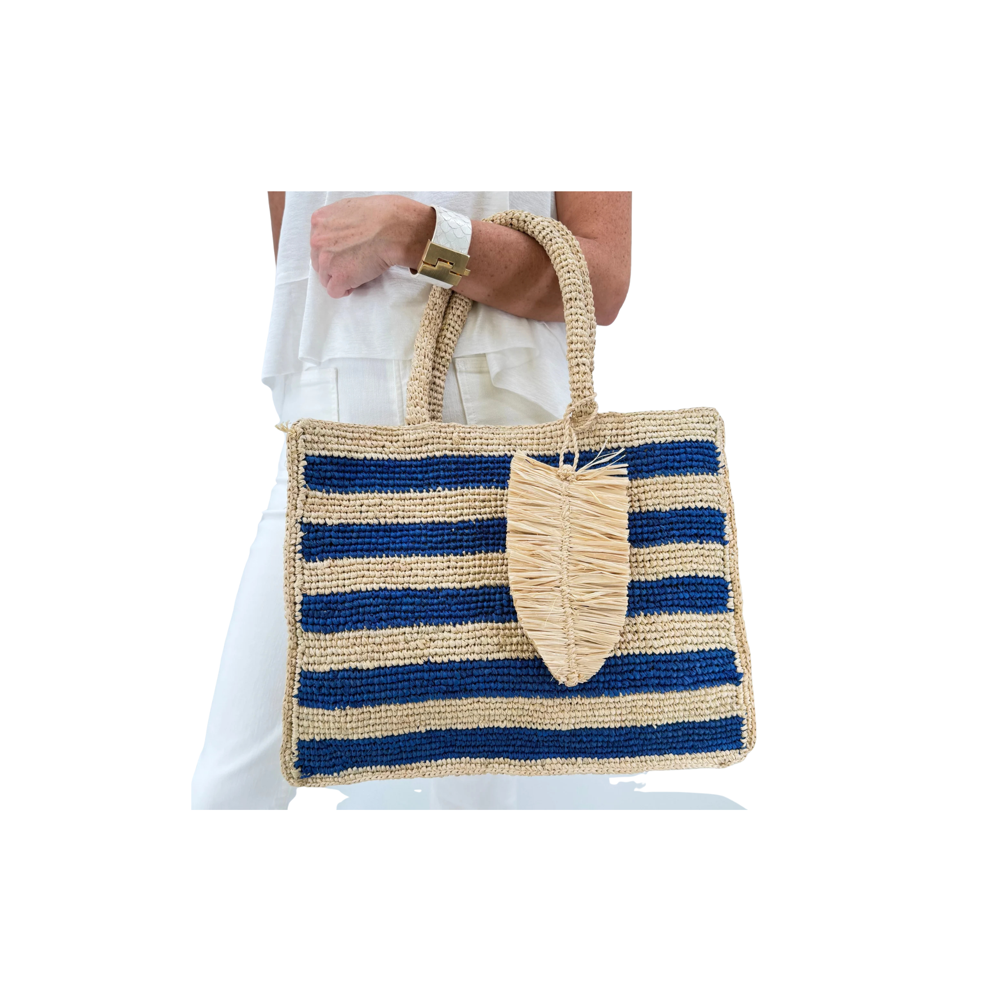 Baldiz Blue Mae Raffia Bag
