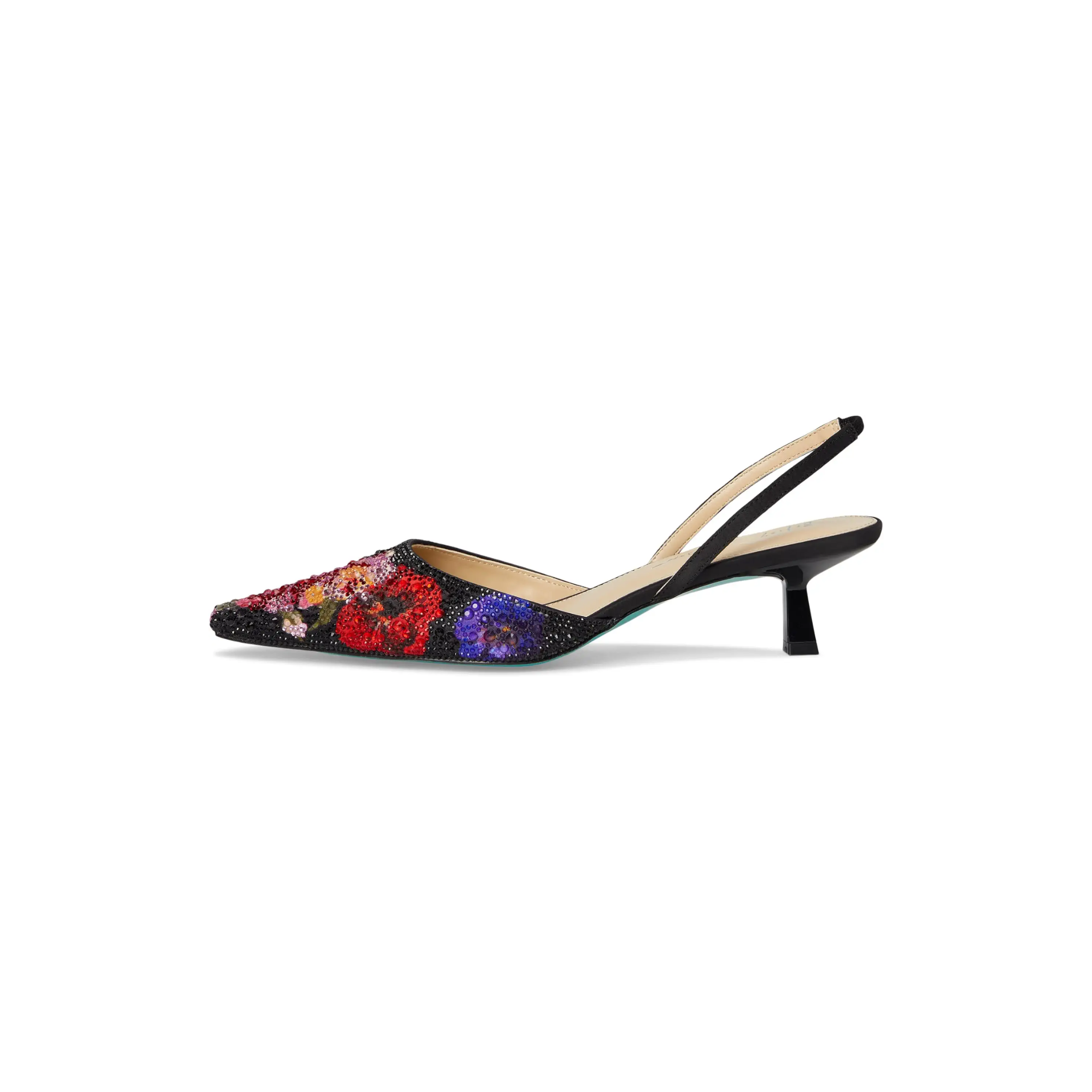 Betsey Johnson Oppal Dress Heels -Black/Flowers