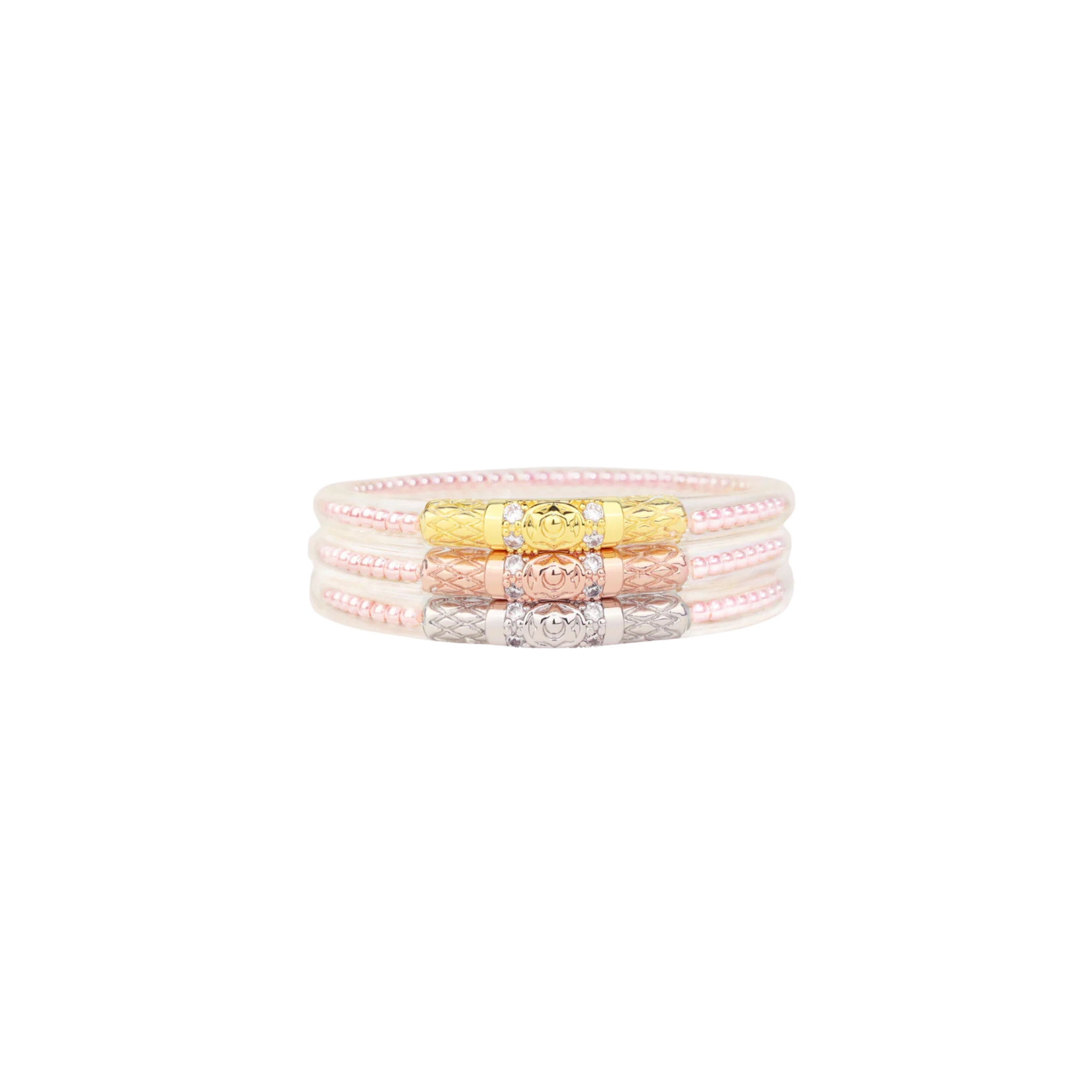 BuDhaGirl Pink Pearl Three Queens All Weather Bangles (set of 3) Medium