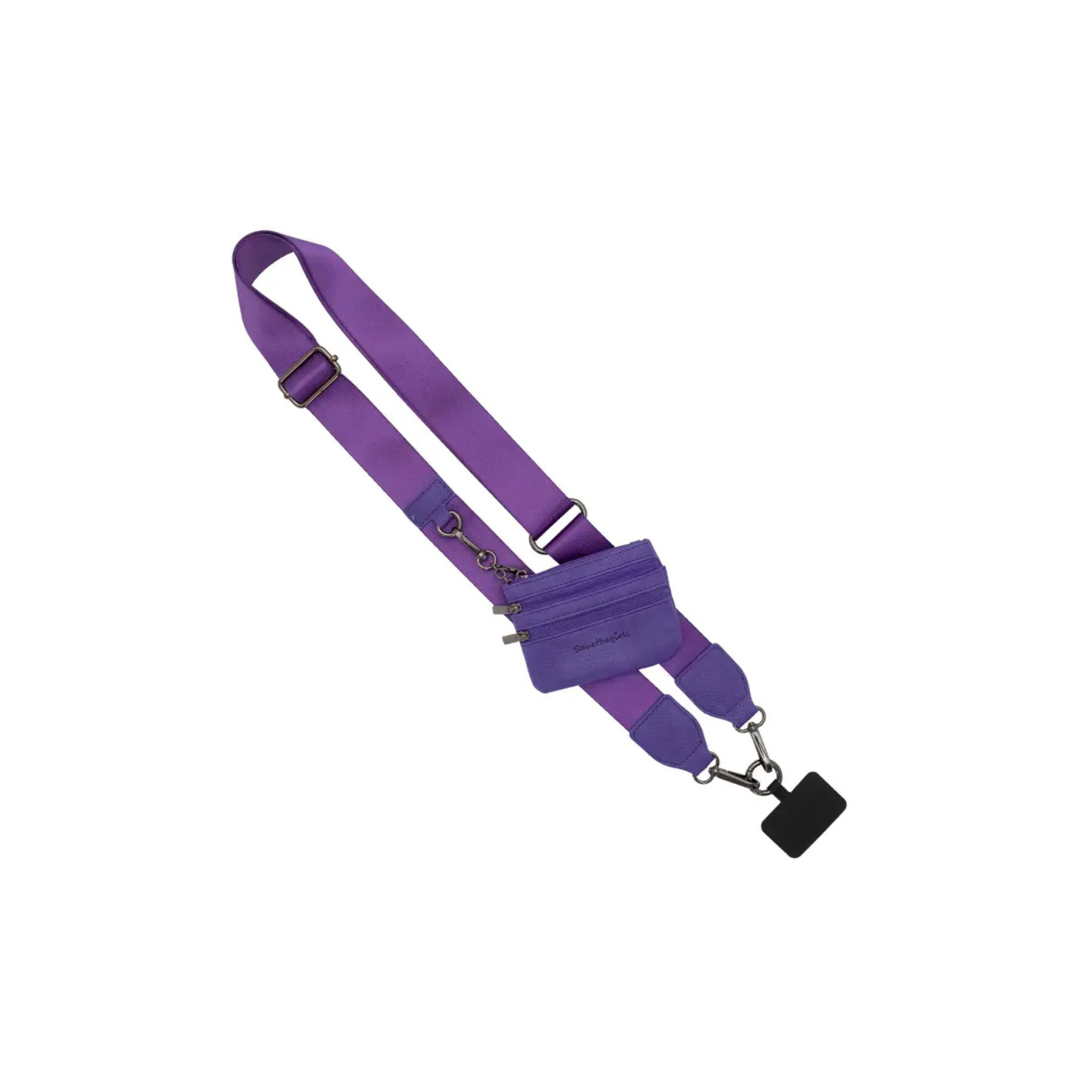 Save the Girls: Clip & Go Strap w/ Zippered Pouch -Purple
