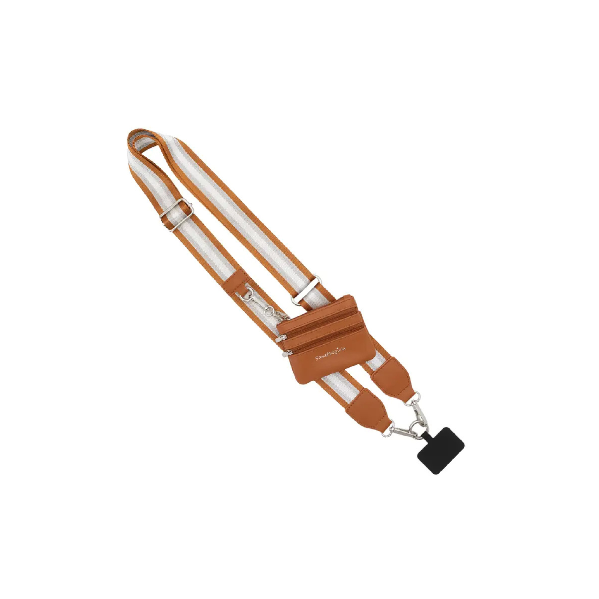 Save the Girls: Clip & Go Strap w/ Zippered Pouch -Copper/Silver/White