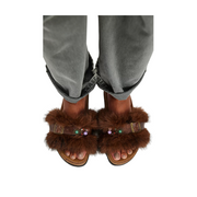 Free People Frankie Faux Fur Slide Sandals -Brown