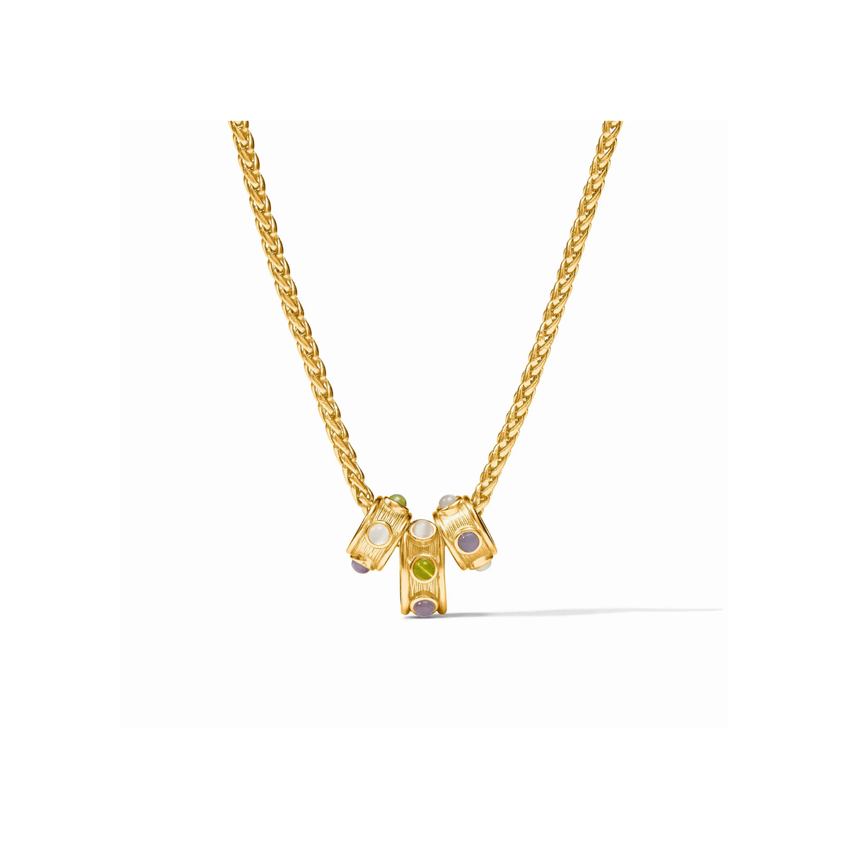 Julie Vos Cobblestone Loop Necklace-Gold/Multi Stone Cat's Eye