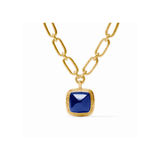 Julie Vos Sahara Statement Necklace-Gold/Iridescent Sapphire Blue