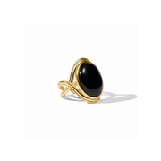 Julie Vos Essex Statement Ring-Gold/Obsidian Black (8/9)