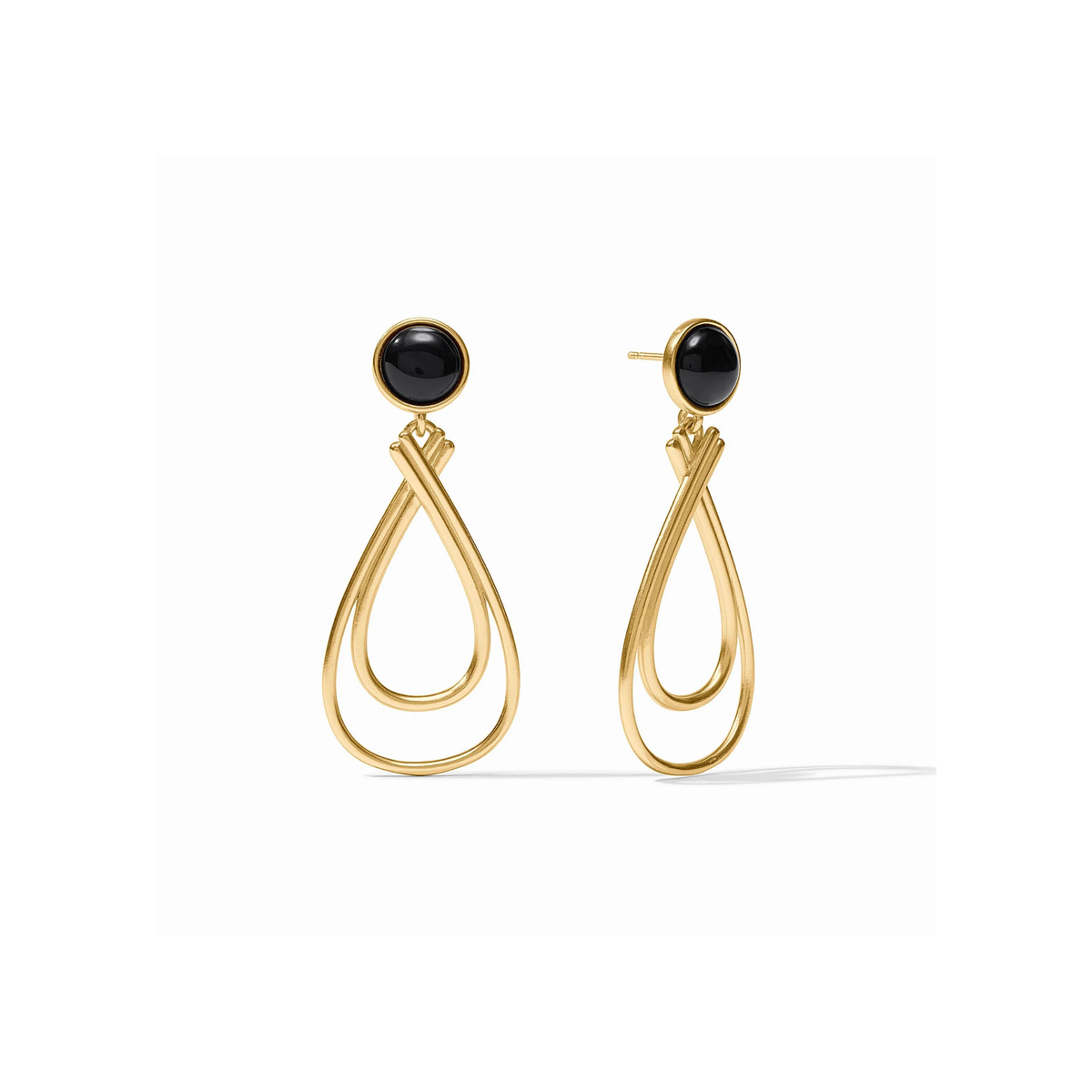 Julie Vos Essex Stone Earring-Gold/Obsidian Black