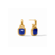 Julie Vos Sahara Hoop & Charm Earring-Gold/Iridescent Sapphire Blue