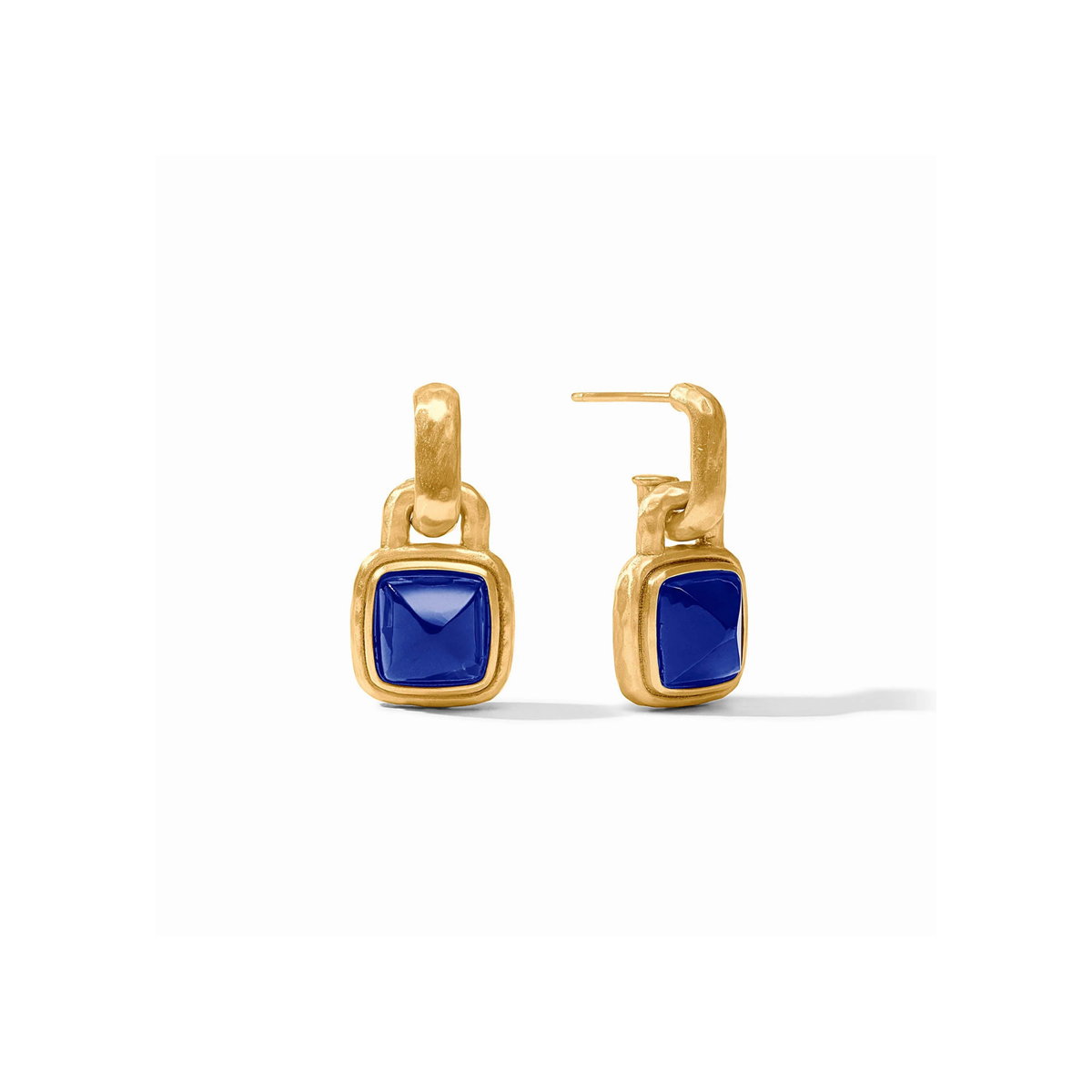 Julie Vos Sahara Hoop & Charm Earring-Gold/Iridescent Sapphire Blue