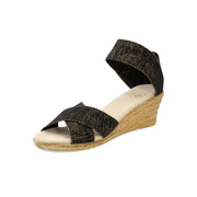 Charleston Shoe Co. Cannon Wedge Sandal-Gilded Black