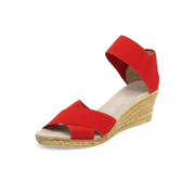 Charleston Shoe Co. Cannon Wedge Sandal-Red