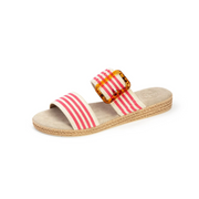 Charleston Shoe Co. Hunter Slide Sandal-Pink Linen Stripe