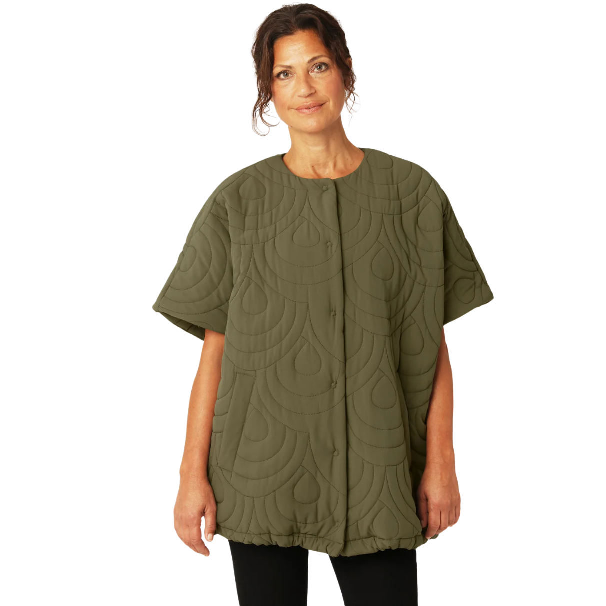 Ilse Jacobsen Blossom Short Quilted Cape -Olive Night