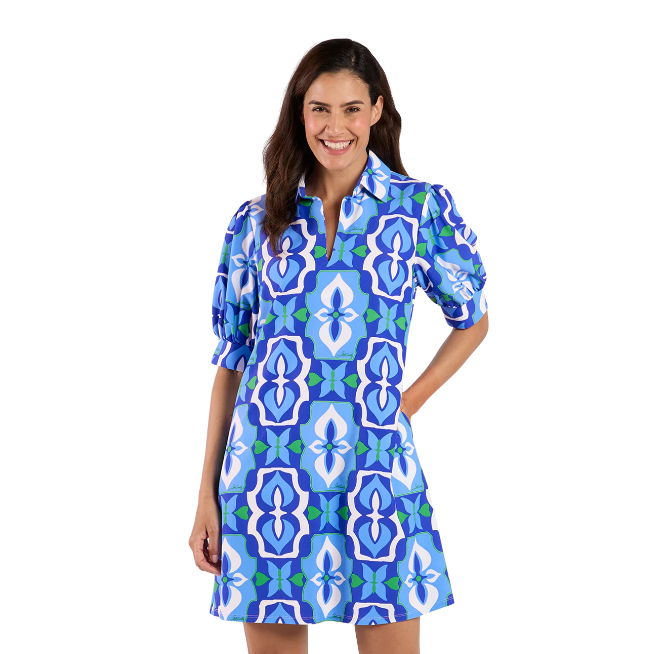 Jude Connally Emerson Dress -Butterfly Tile Cobalt