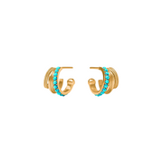 Hydra Triple Hoop Earring -Turquoise Blue/Gold