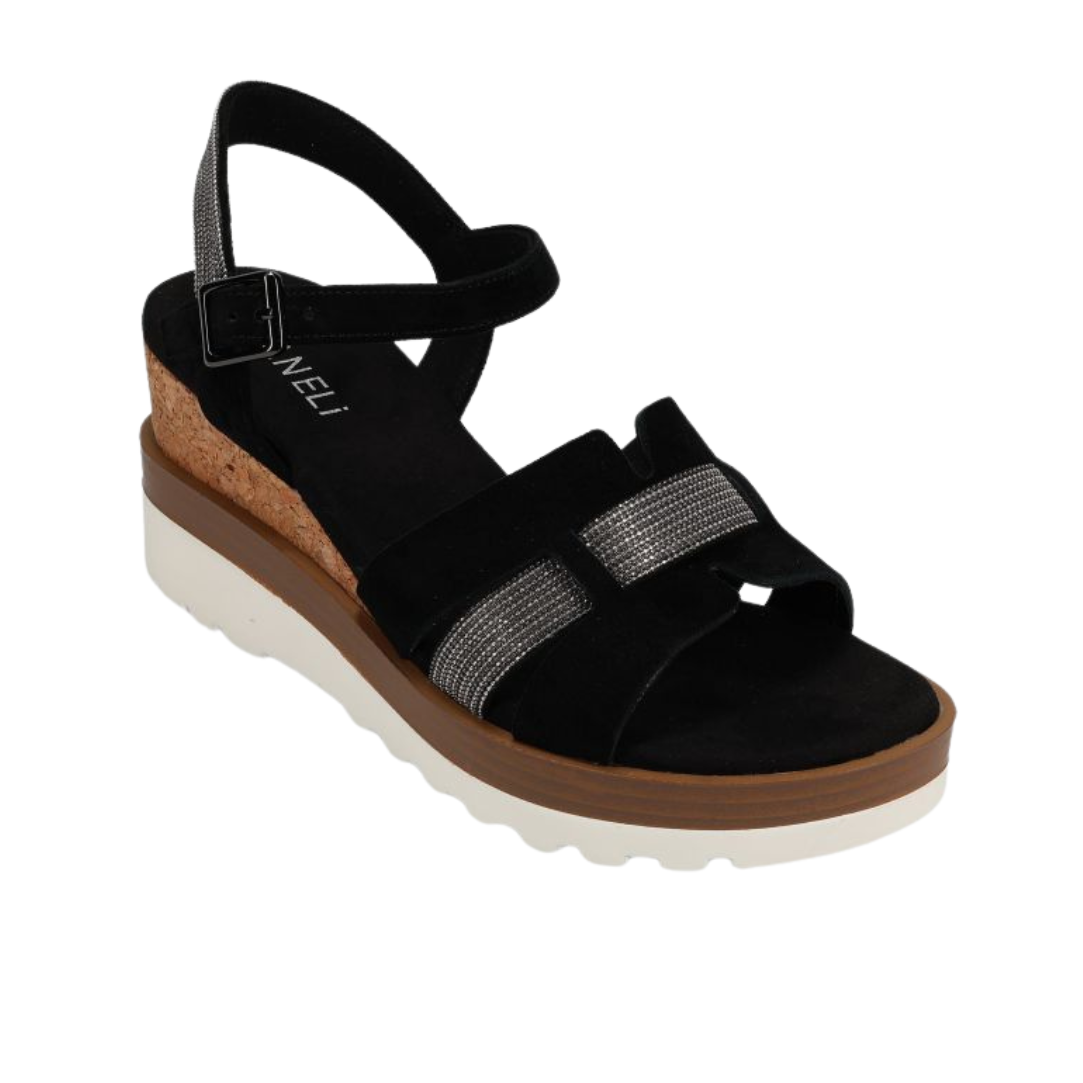 Vaneli Caitlin Wedge Sandal -Black