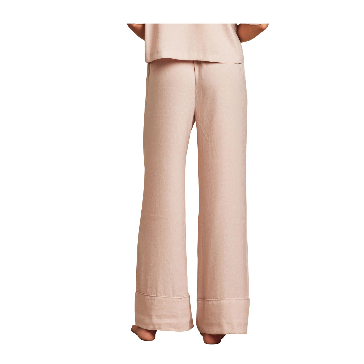 Barefoot Dreams Washed Satin Jacquard Wide Leg Pajama Pants -Feather