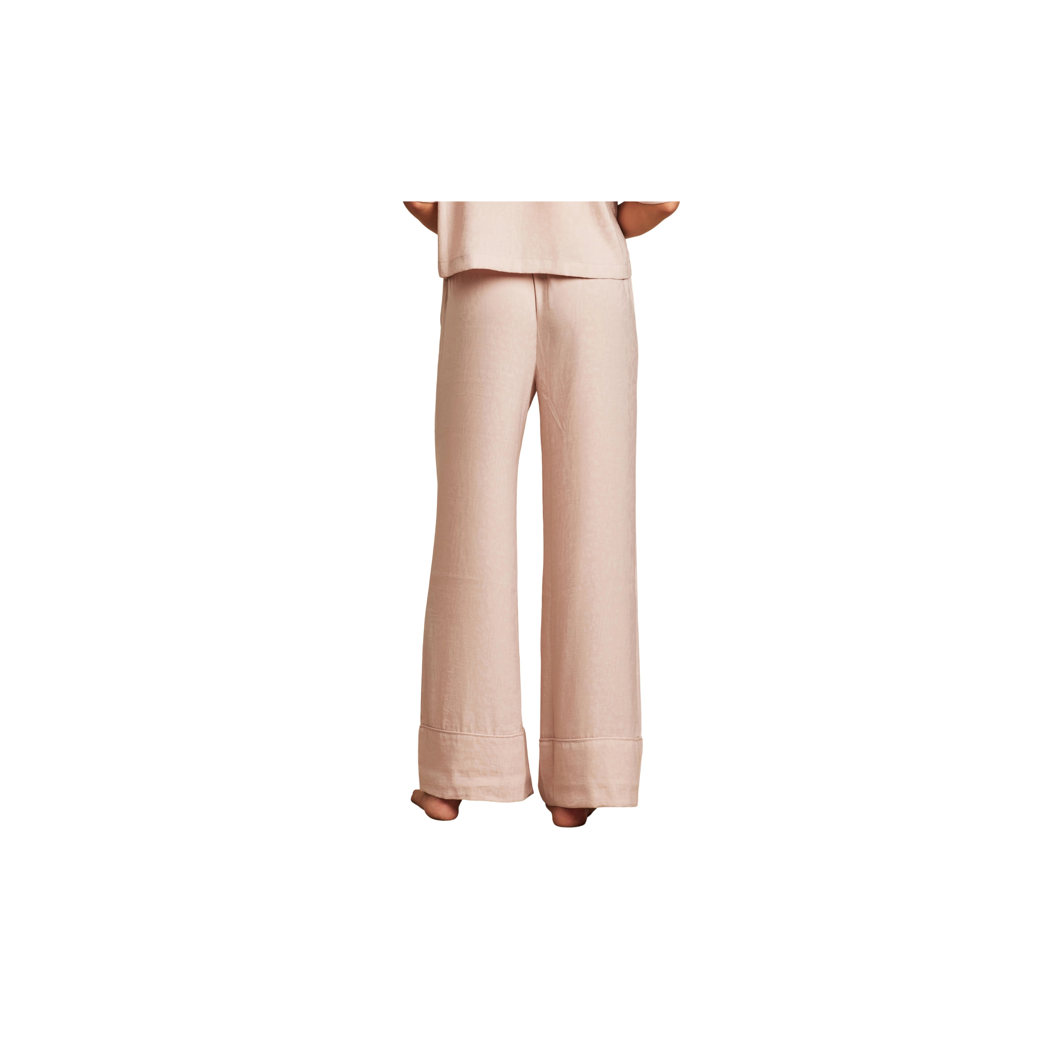 Washed Satin Jacquard Wide Leg Pajama Pants