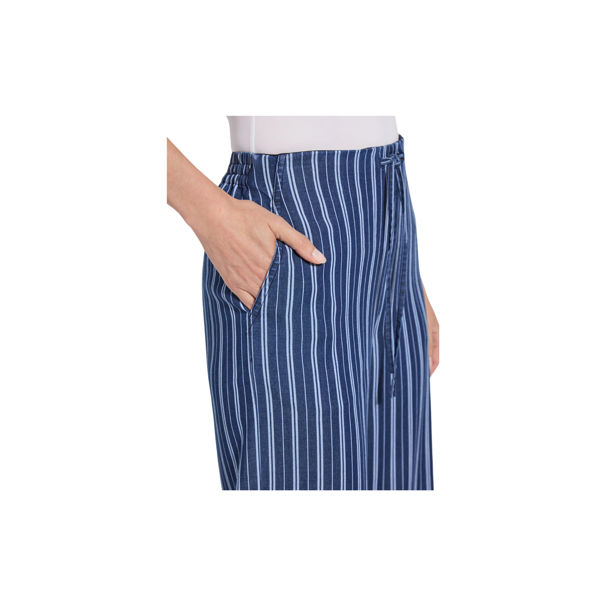 Serefina Wide Leg Trouser-Vacay Chambray Stripe
